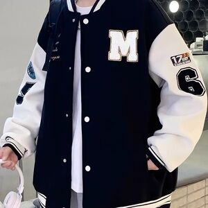 Men's Black and White Varsity Jacket